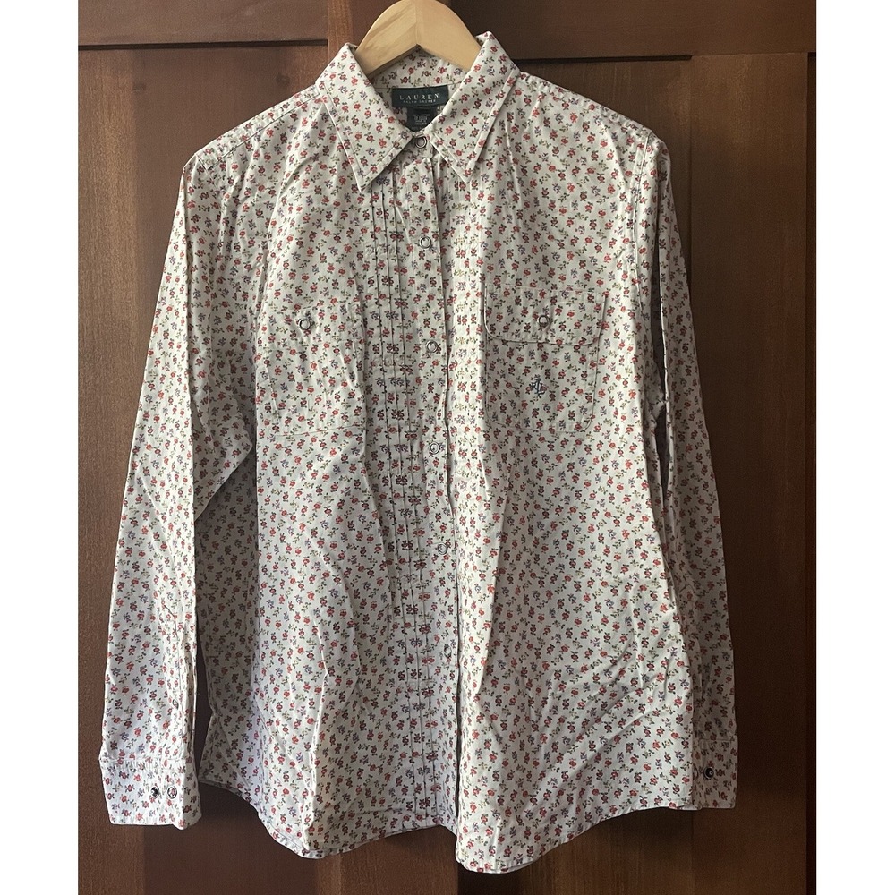 Lauren Ralph Lauren LRL Top‎ Floral Button Up Long Sleeve Blouse Womens Large